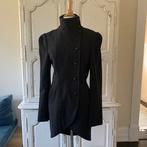 Dark Grey Fitted Jacket Coat